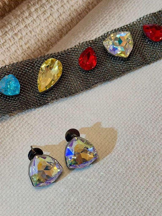 Colorful Gem choker  with Earrings Jewelry Trendy
