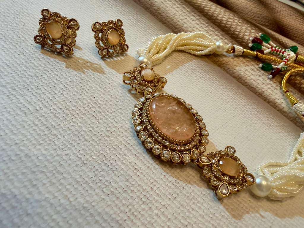 Pearl Strand Necklace Set Bridal Jewelry Multi Layer Beaded Necklace
