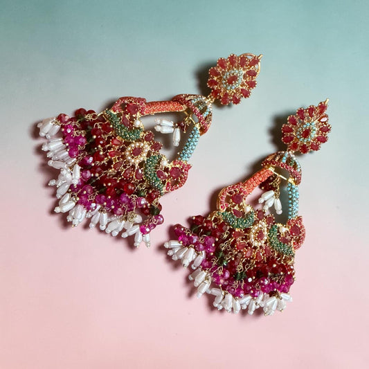 Bollywood Designer Earrings: Multi-Color Pearl Dangle for Wedding Party Wear