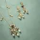 Gold Bridal Necklace Set Pearl Drop Statement Jewelry Black Stone