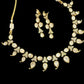 Gold Bridal Necklace Set Teardrop Statement Jewelry Wedding Necklace with Earrings