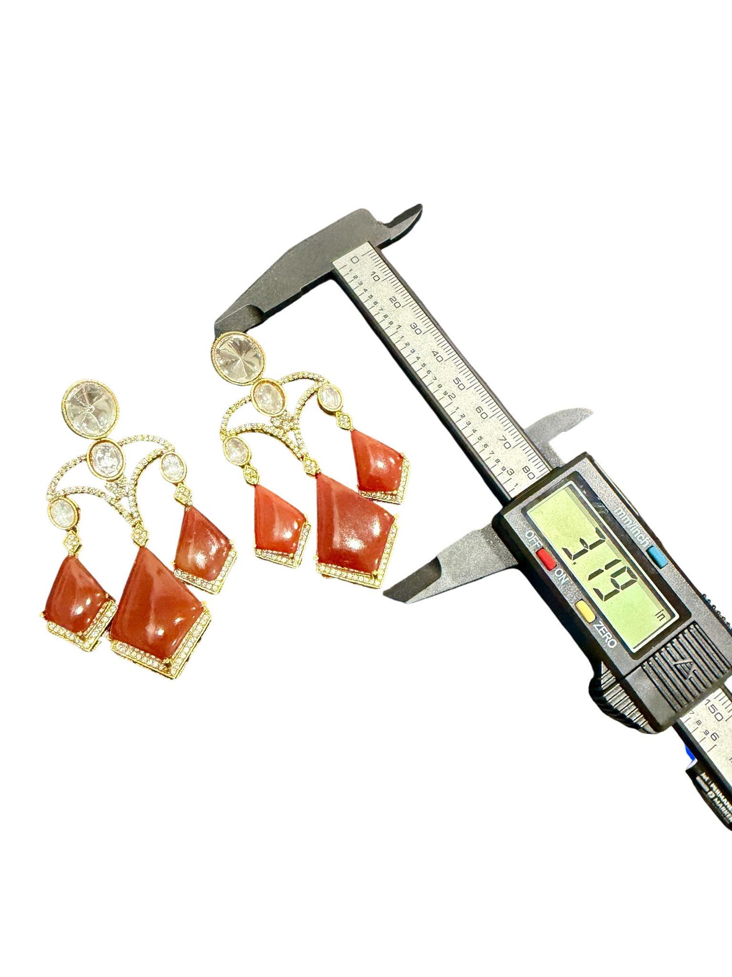 Red Glass Stone Dangle Earrings, Gold Tone Geometric Drop Statement Jewelry