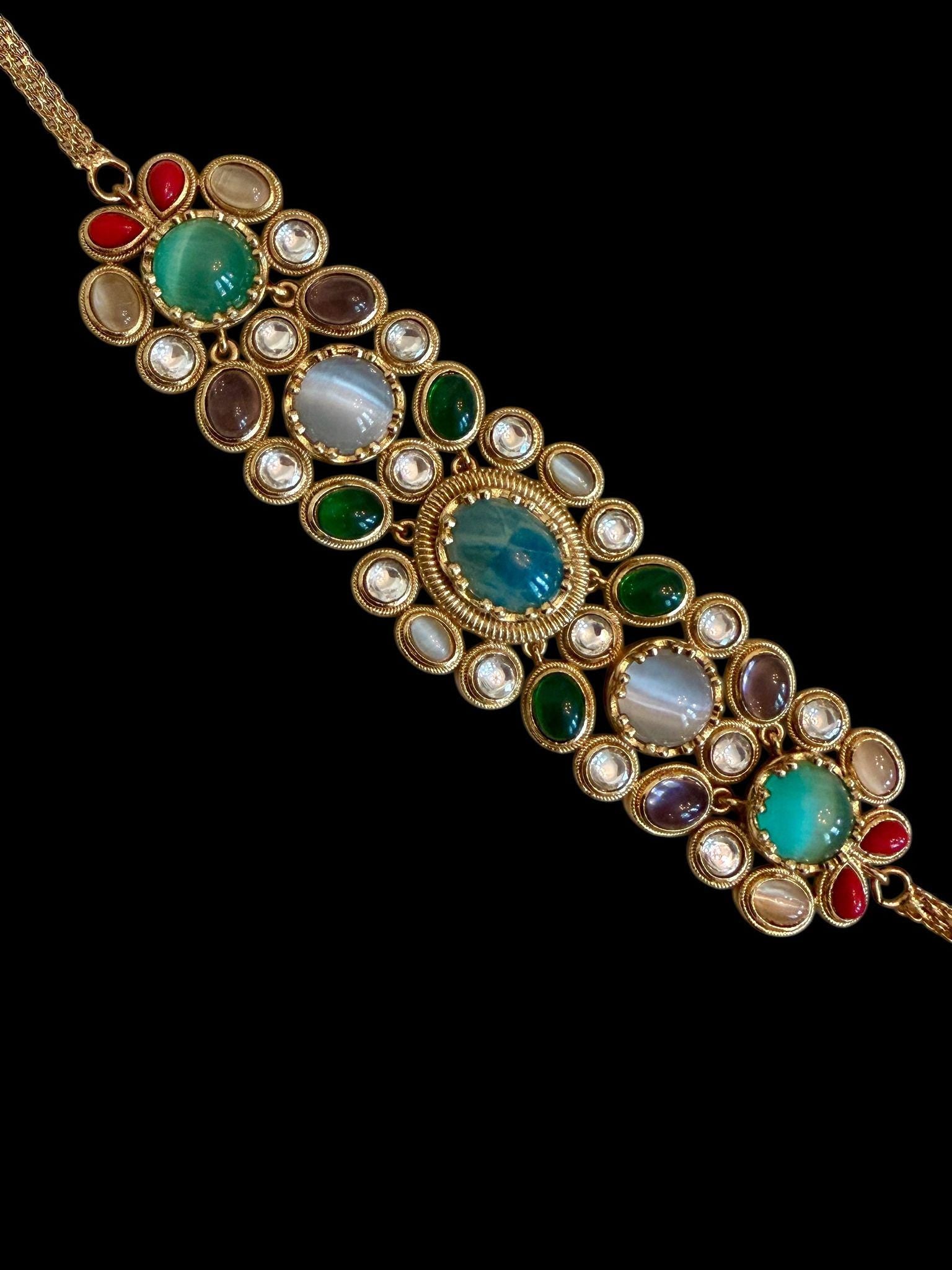 Royal fusion Kundan choker Gold Tone Multicolor Gem Statement Regal Indian Wedding Jewelry