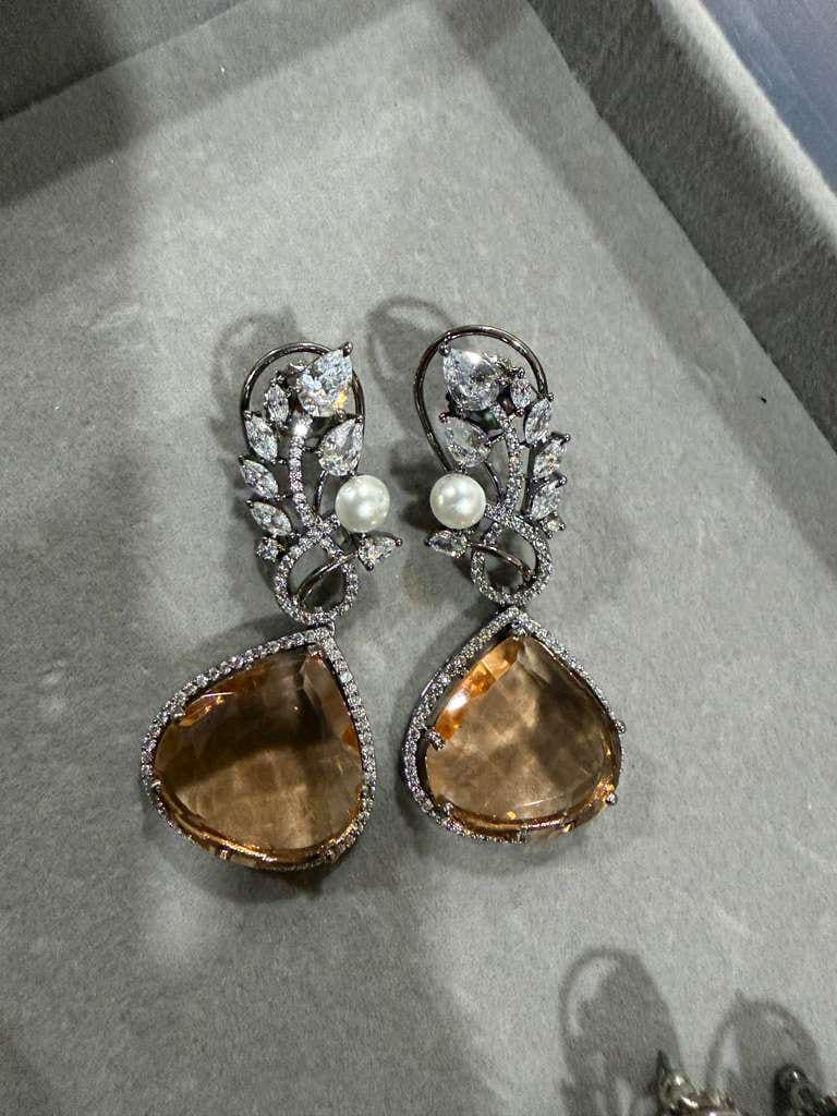 Cubic Zarconia Earrings  Statement Earrings Silver Wedding Jewelry