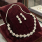 Floral Pink Stone Bridal Jewelry Set, Dainty Flower Necklace and Earrings