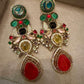 Multicolor Statement Earrings Gold Drop Earrings Bridal Ethnic Jewelry