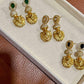 Gold Lion Motif Drop Earrings: Indian Bridal Statement Jewelry