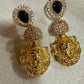 Gold Lion Motif Drop Earrings: Indian Bridal Statement Jewelry