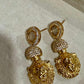 Gold Lion Motif Drop Earrings: Indian Bridal Statement Jewelry