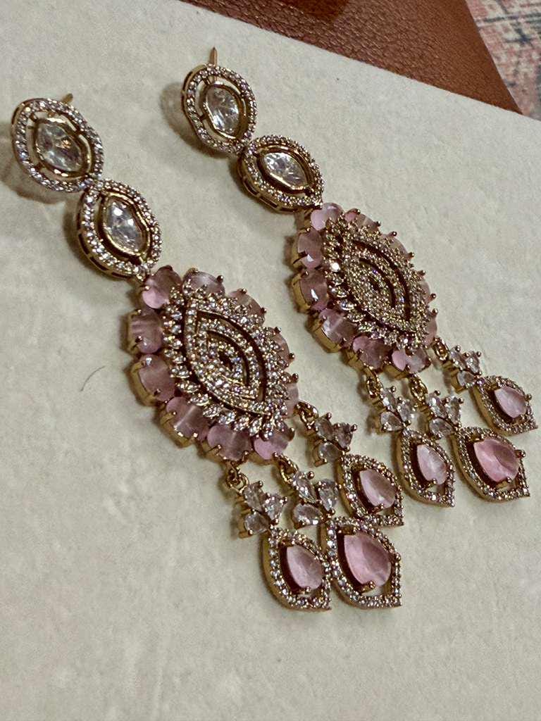 Blush Pink Chandelier Earrings: Statement Bridal Drop Party Jewelry