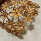 Gold Cuff Bracelet Statement Open Bangle Floral Cutwork Bracelet
