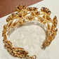 Gold Cuff Bracelet Statement Open Bangle Floral Cutwork Bracelet
