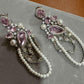 Pink Crystal Pearl Chandelier Earrings – Bridal Statement Drop Jewelry