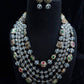 Multi Layer Beaded Necklace Set Kundan Polki Necklace