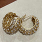 Gold Tone Kundan Hoop Earrings Bridal Polki Hoops