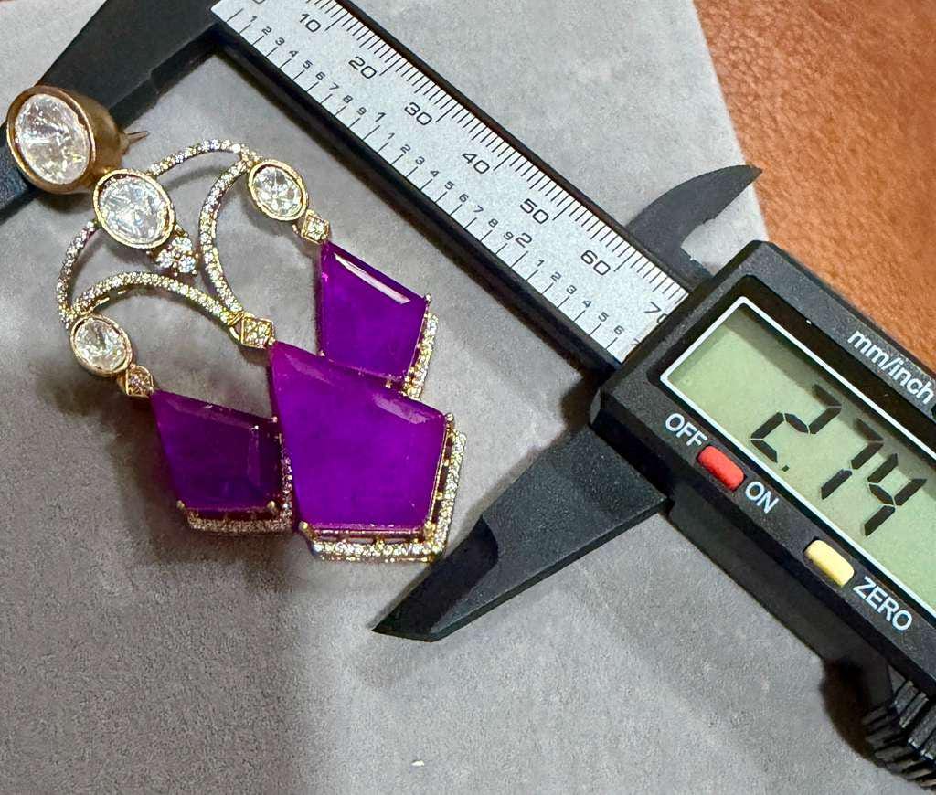 Purple Statement Earrings Gold Crystal Drop Earrings Geometric Dangle Earrings