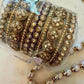 Vintage Gold Bangle Set 2.6 Bridal Kada Stack for two hands