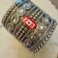 Silver Crystal Bangle Set 2.8 Bridal Kada Stack Rhinestone Bangles two hands set.