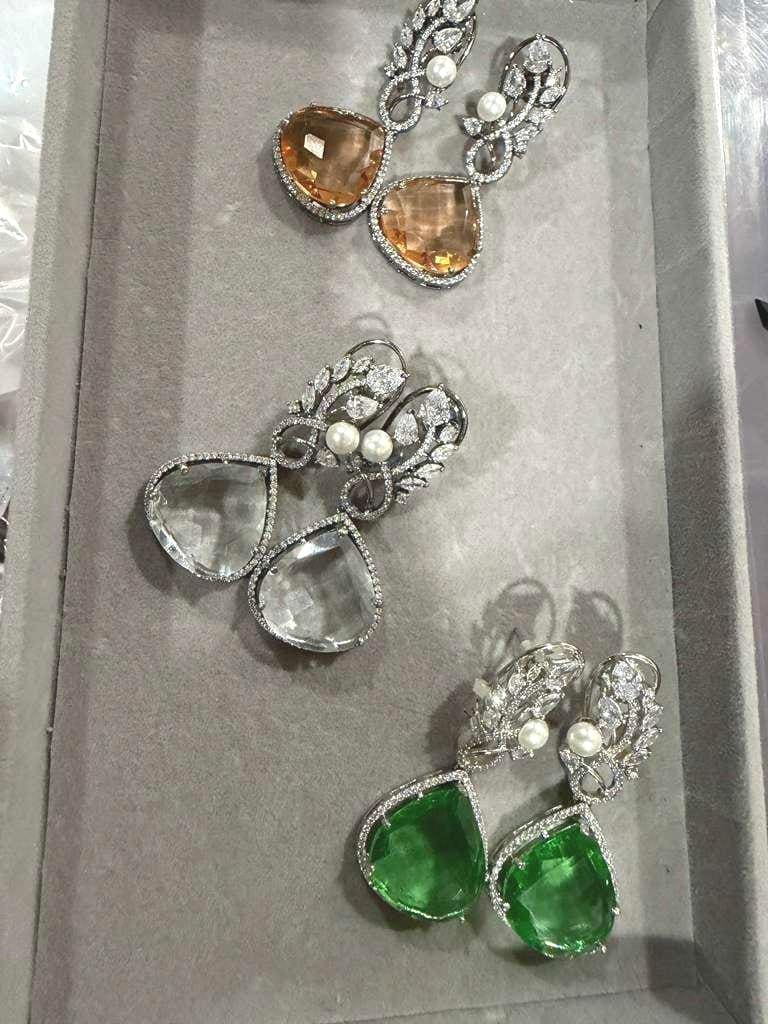 Cubic Zarconia Earrings  Statement Earrings Silver Wedding Jewelry