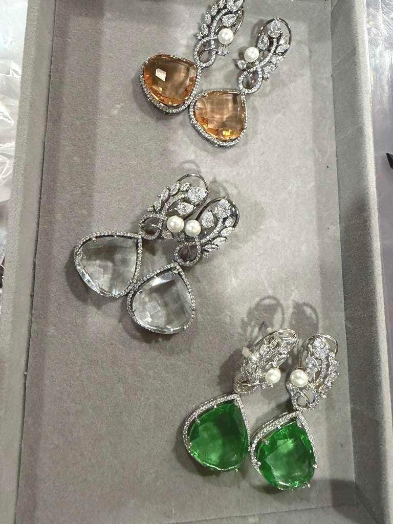 Cubic Zarconia Earrings Statement Earrings Silver Wedding Jewelry