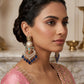 Gold Tone Blue Chandelier Earrings Pearl Statement Earrings
