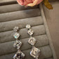 Silver Tone Geometric Crystal Drop Earrings Asscher Cut Statement Earrings