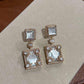 Mother of Pearl Statement Earrings Gold Geometric Drop Earrings