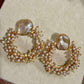 Baroque Pearl Hoop Earrings Gold Beaded Statement Earrings