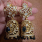 Black Gold Kundan Jhumka Earrings: Statement Bridal Jhumki Jewelry