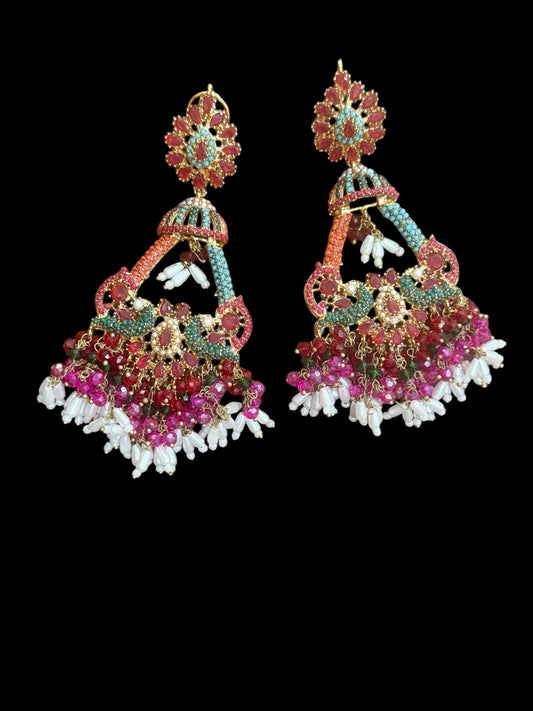 Bollywood Designer Earrings: Multi-Color Pearl Dangle for Wedding Party Wear