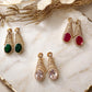 Gold Tone Teardrop Statement Earrings: Crystal Bridal Drop (3 Colors)