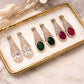 Gold Tone Teardrop Statement Earrings: Crystal Bridal Drop (3 Colors)