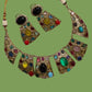 Bollywood statement Bold Indian Jewelry Set, Multi Stone Gold Plated.