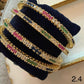 Multicolor Stone Gold Bangles Set 2.4 Indian Bridal Kada Stack Crystal CZ Wedding Bangles