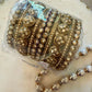 Vintage Gold Bangle Set 2.6 Bridal Kada Stack for two hands