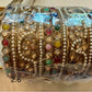 Multicolor Pearl Bridal Bangle Set two hands 2.6 Gold Tone Kundan Bangles