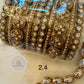 Antique Gold Crystal Bangle Set: Vintage Bridal Kada Stack (Size 2.4)