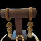 Antique Gold Tone Jhumka Bangle Set Indian Bridal Kada with jhumka
