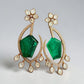 Emerald Green Statement Earrings Gold Drop monzonite Earrings