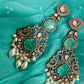 Aqua Green Bridal Earrings Pearl Dangle Statement Earrings bold and beautiful maharani collection