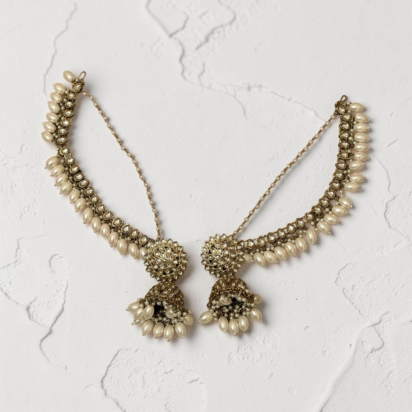 Kundan Pearl Jhumka Necklace Set Indian Bridal Jewelry