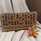 Hand Embroidered Beaded Clutch Geometric Stone Evening Bag Luxury Bridal Purse