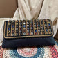 Hand Embroidered Beaded Clutch Geometric Stone Evening Bag Luxury Bridal Purse