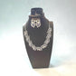 Midnight Sapphire Leaf Necklace Set Silver Tone Crystal Jewelry Blue Stone Bridal Set