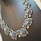 Midnight Sapphire Leaf Necklace Set Silver Tone Crystal Jewelry Blue Stone Bridal Set