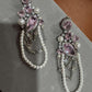 Pink Crystal Pearl Chandelier Earrings – Bridal Statement Drop Jewelry