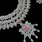 Blush Statement Necklace Set Layered CZ Bridal Jewelry Set Chandelier Earrings