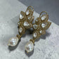 Baroque Pearl Drop Earrings Gold Statement Bridal Earrings Polki Style