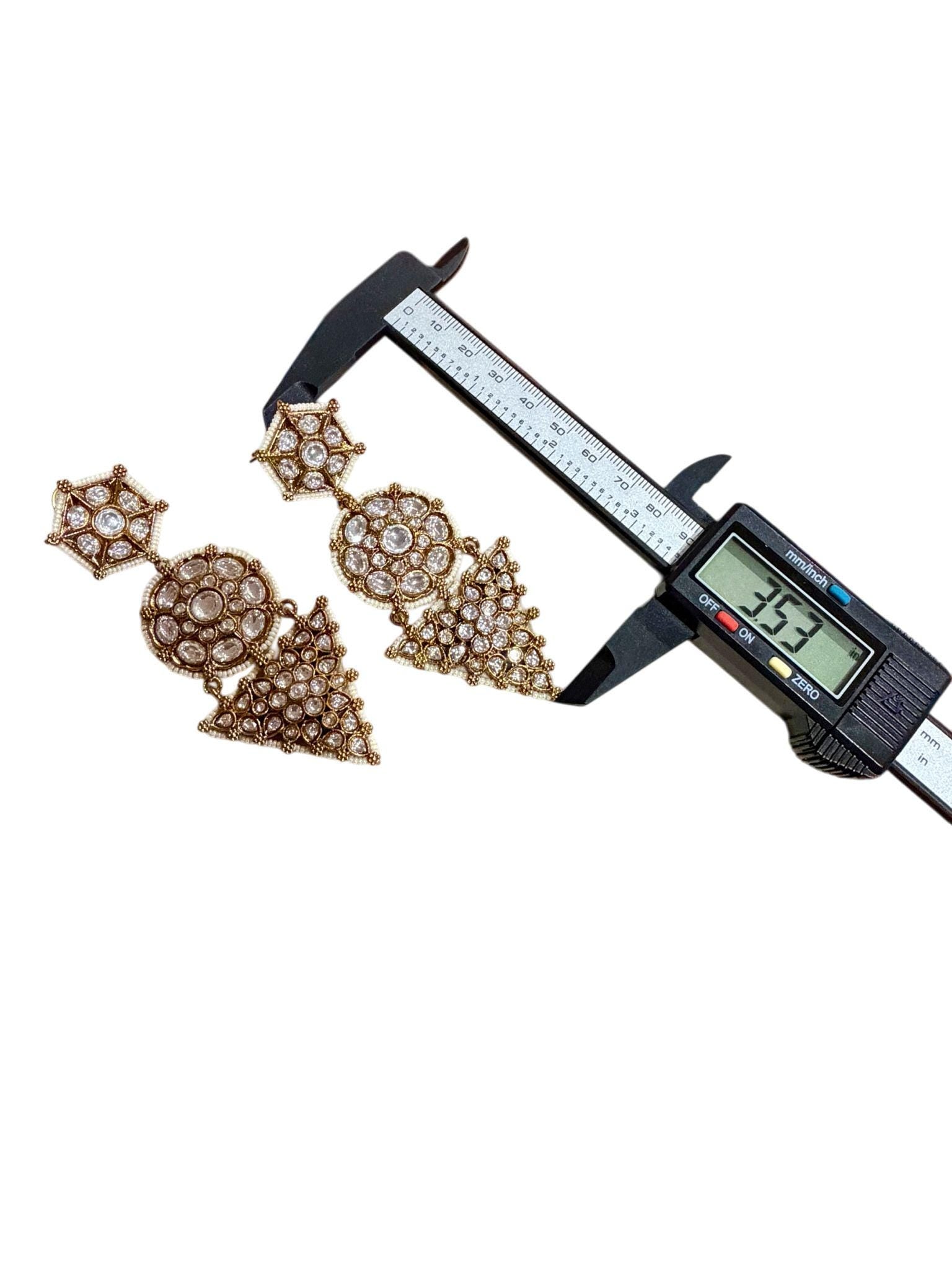 Kundan Chandelier Earrings Bridal Polki Earrings Indian Wedding Jewelry