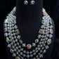 Multi Layer Beaded Necklace Set Kundan Polki Necklace